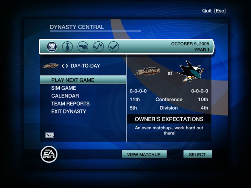 NHL 09 screenshot 3 for Playstation 2